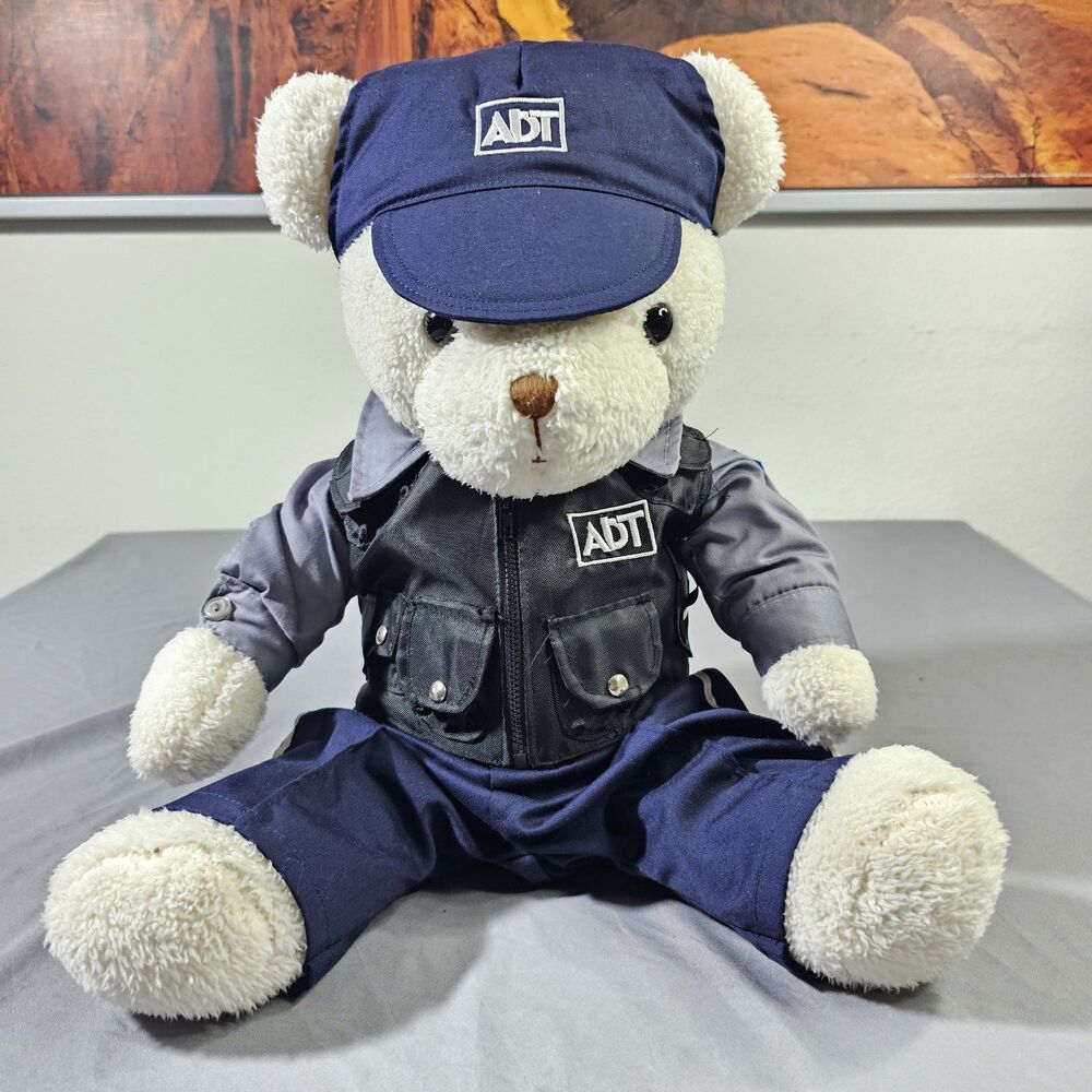 RARE ADT Security Promo Teddy Bear Plush 15" Guard Tactical Vest Uniform